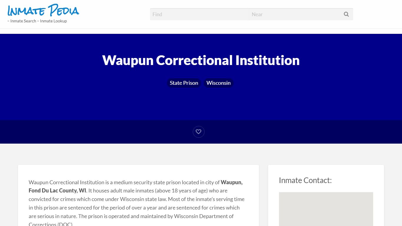 Waupun Correctional Institution – Inmate Pedia – Inmate ...
