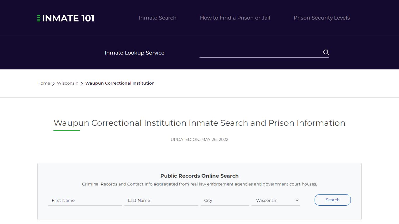Waupun Correctional Institution Inmate Search, Visitation ...