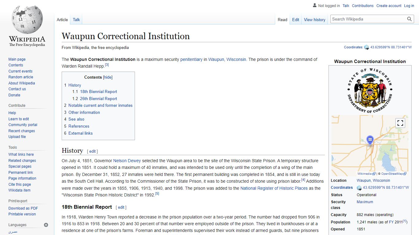 Waupun Correctional Institution - Wikipedia